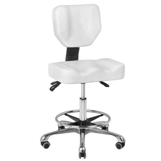 Rollhocker Höhenverstellbar mit Lehne A-4299 Weiß