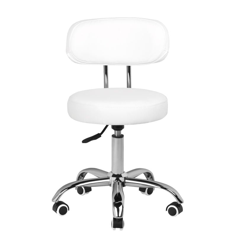 Arbeitshocker Höhenverstellbar mit Lehne Eco Leder A-007 Weiß