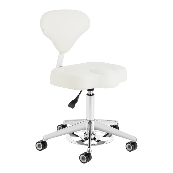 Rollhocker Höhenverstellbar mit Lehne Azzurro 156F Weiß
