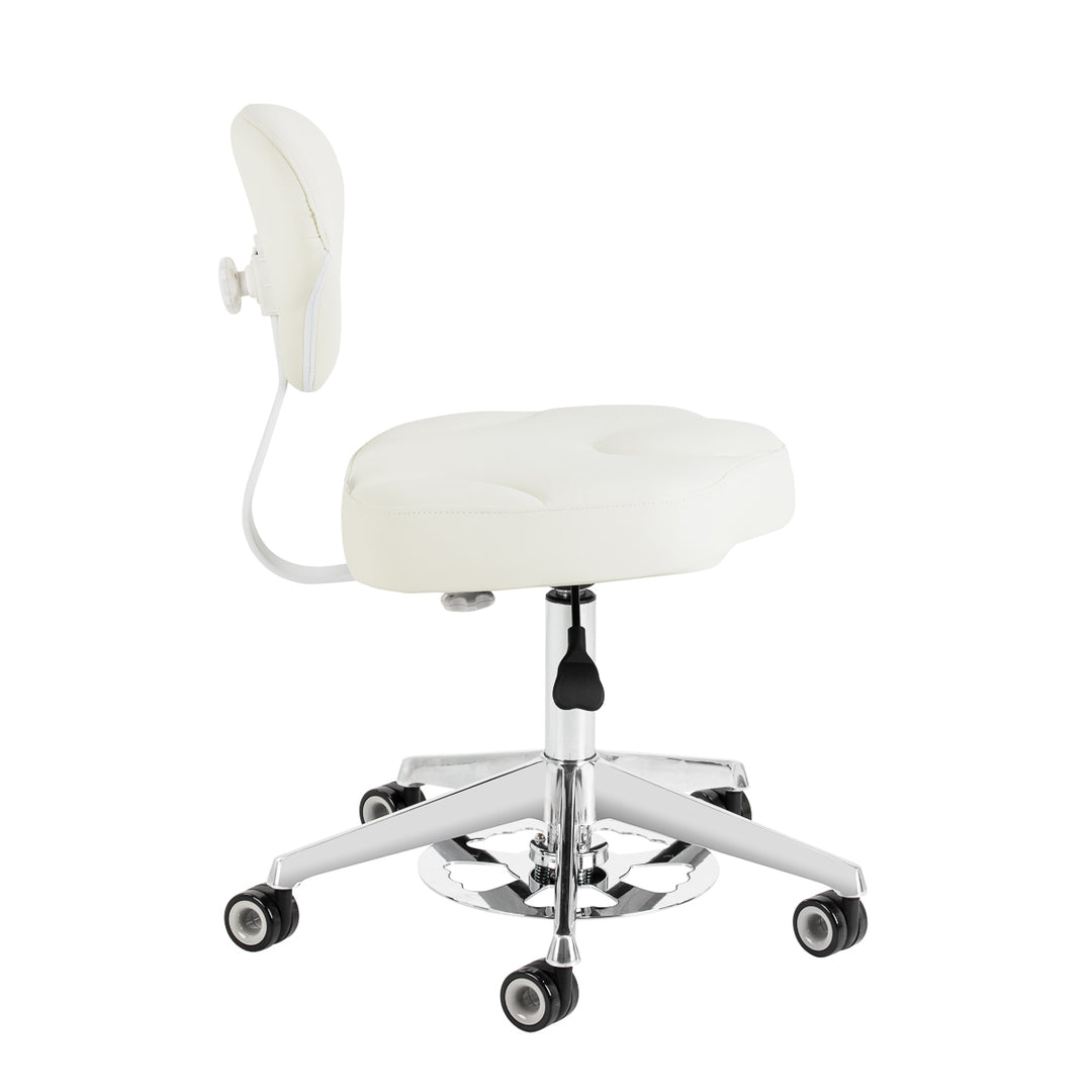 Rollhocker Höhenverstellbar mit Lehne Azzurro 156F Weiß - Bild 4