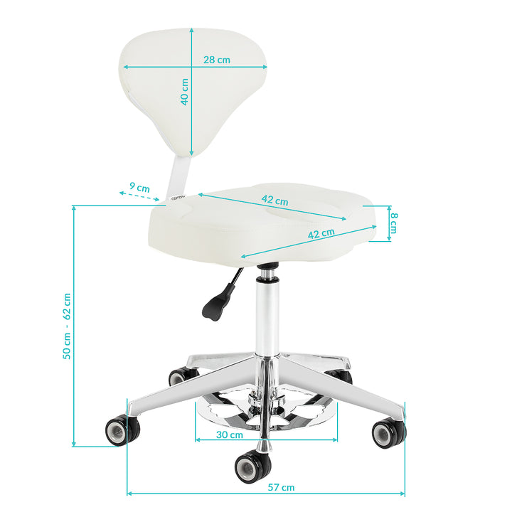 Rollhocker Höhenverstellbar mit Lehne Azzurro 156F Weiß - Bild 10