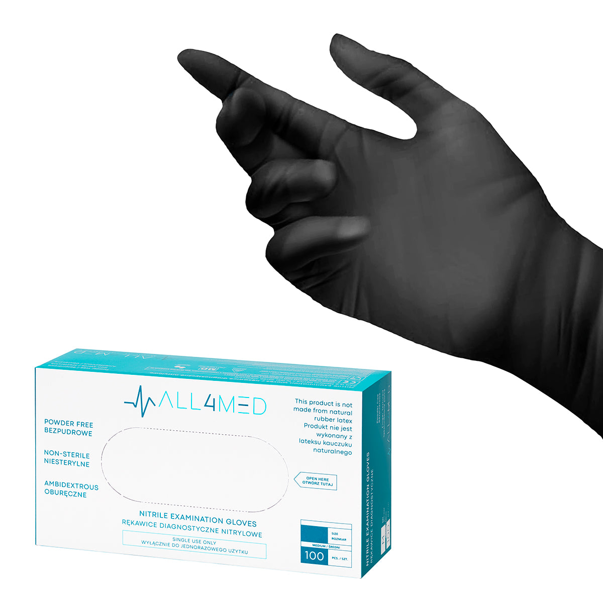 Handschuhe All4Med Soft-Nitril Schwarz L 100St.