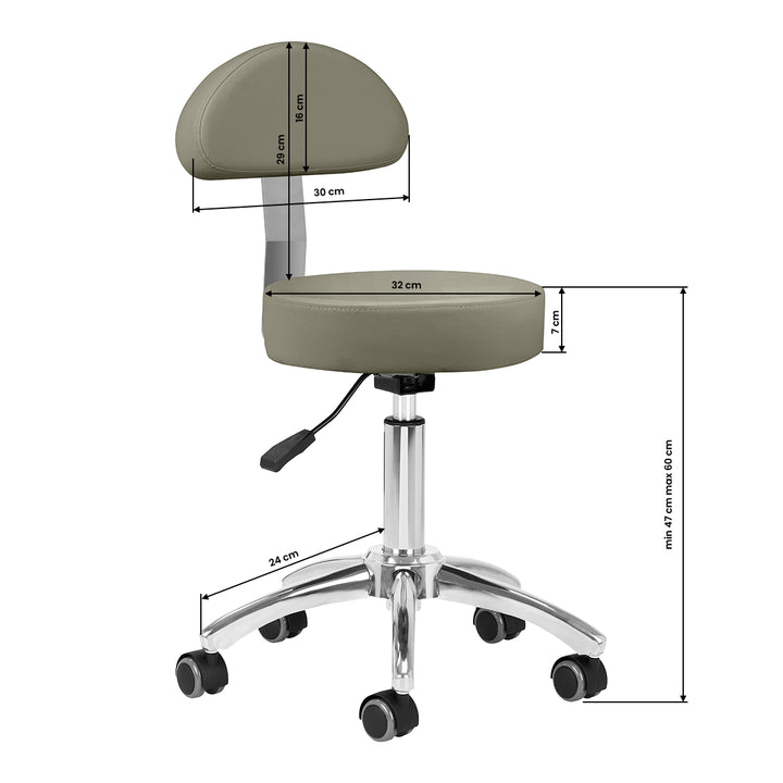 Rollhocker Höhenverstellbar mit Lehne AM-304 Grau - Bild 7