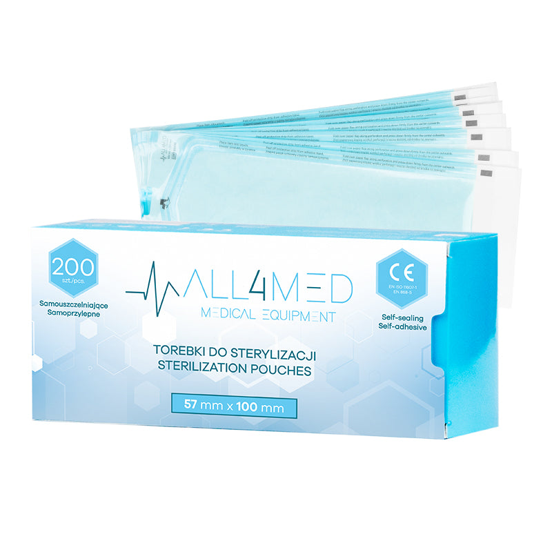 All4Med Sterilisationsbeutel für Autoklaven 57 × 105 mm – 200 Stück 1