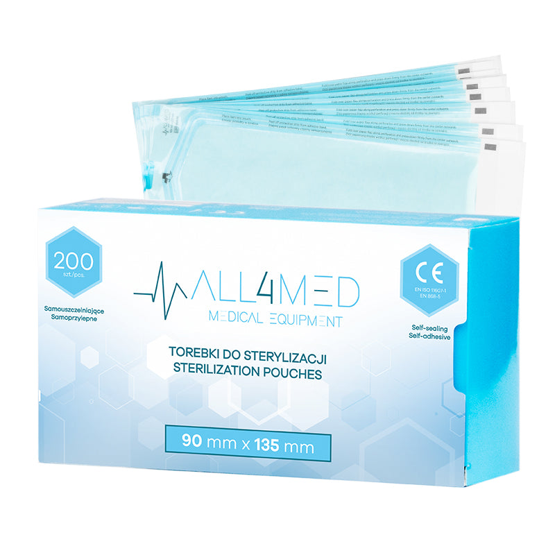 All4Med Sterilisationsbeutel für Autoklaven 90 × 135 mm – 200 Stück 1