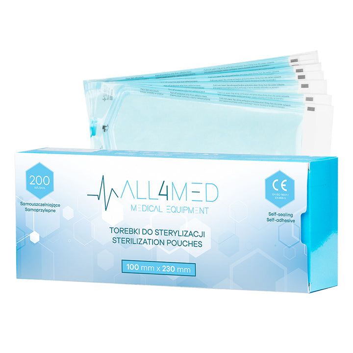 All4Med Sterilisationsbeutel für Autoklaven 100 × 230 mm – 200 Stück 1