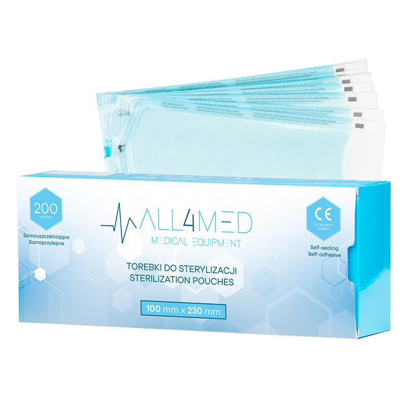 All4Med Sterilisationsbeutel für Autoklaven 100 × 230 mm – 200 Stück 1