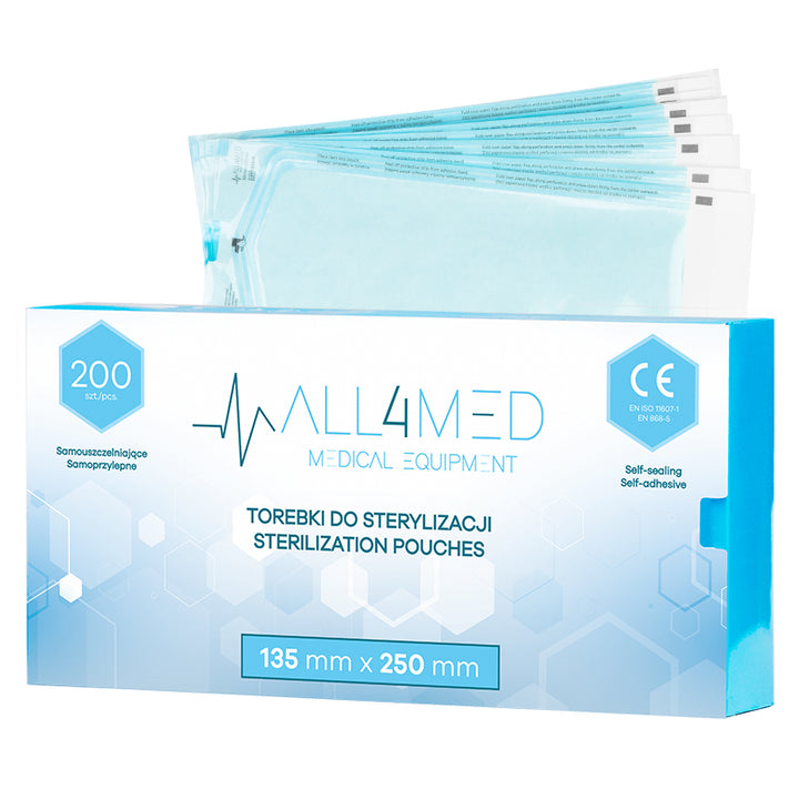 All4Med Sterilisationsbeutel für Autoklaven 135 × 250 mm – 200 Stück 1