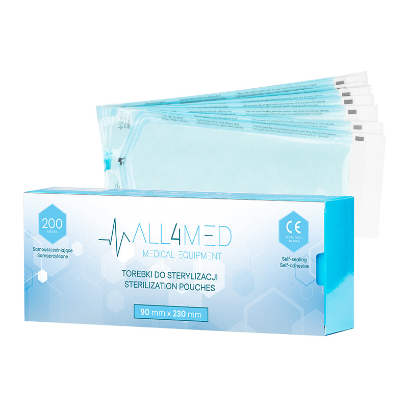 All4Med Sterilisationsbeutel für Autoklaven 90 × 230 mm – 200 Stück 1