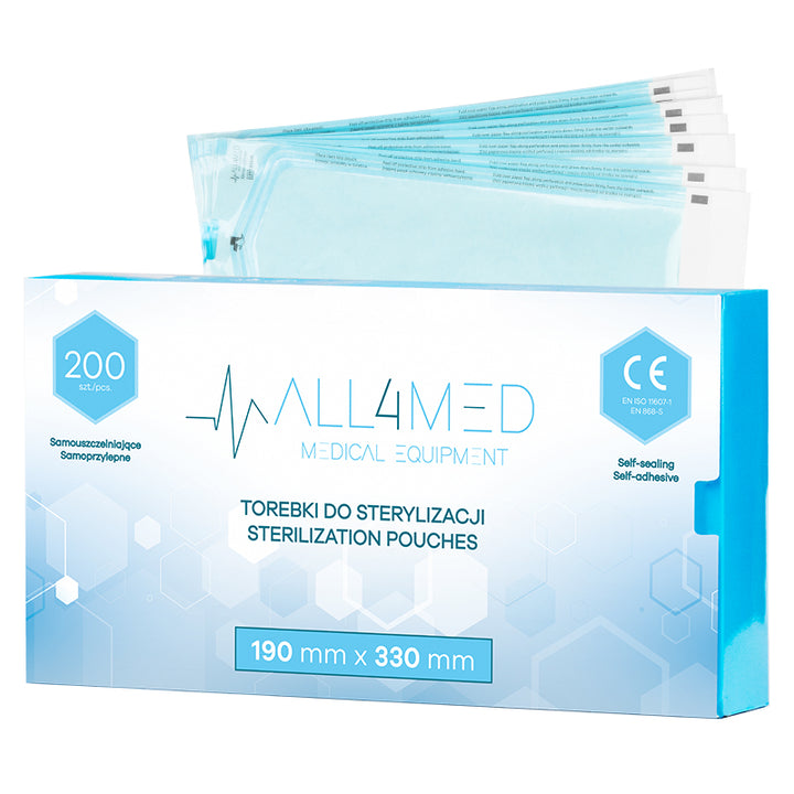 All4Med Sterilisationsbeutel für Autoklaven 190 × 330 mm – 200 Stück 1
