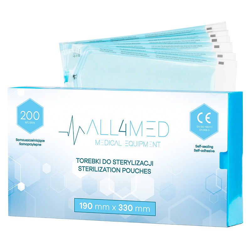 All4Med Sterilisationsbeutel für Autoklaven 190 × 330 mm – 200 Stück 1