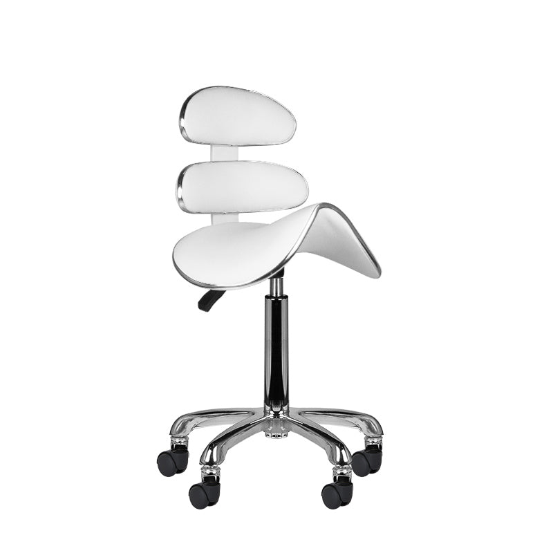 Sattelhocker Höhenverstellbar mit Lehne Eco Leder AM-880 Weiß