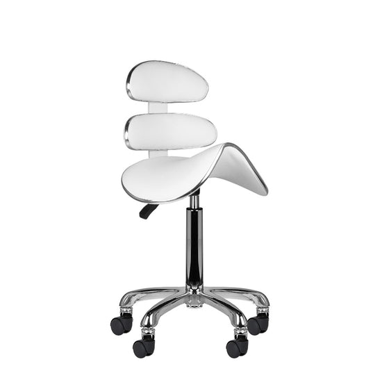 Sattelhocker Höhenverstellbar mit Lehne Eco Leder AM-880 Weiß