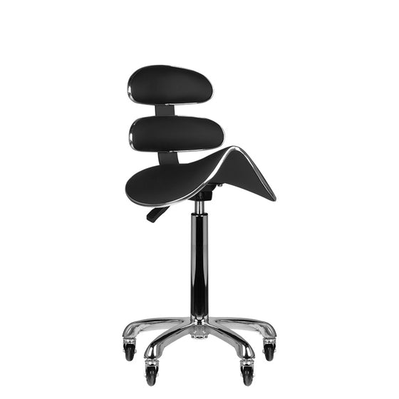 Sattelhocker Höhenverstellbar mit Lehne Eco Leder AM-880 Schwarz