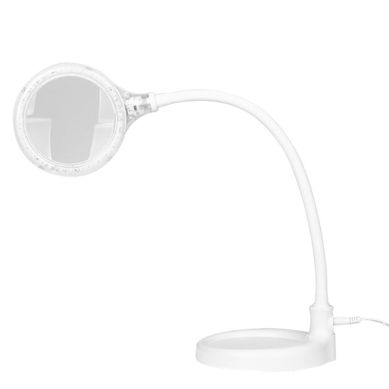 Lupenlampe LED 30 SMD 3D mit Standfuß und Tischklemme Elegante 2014-2R Weiß