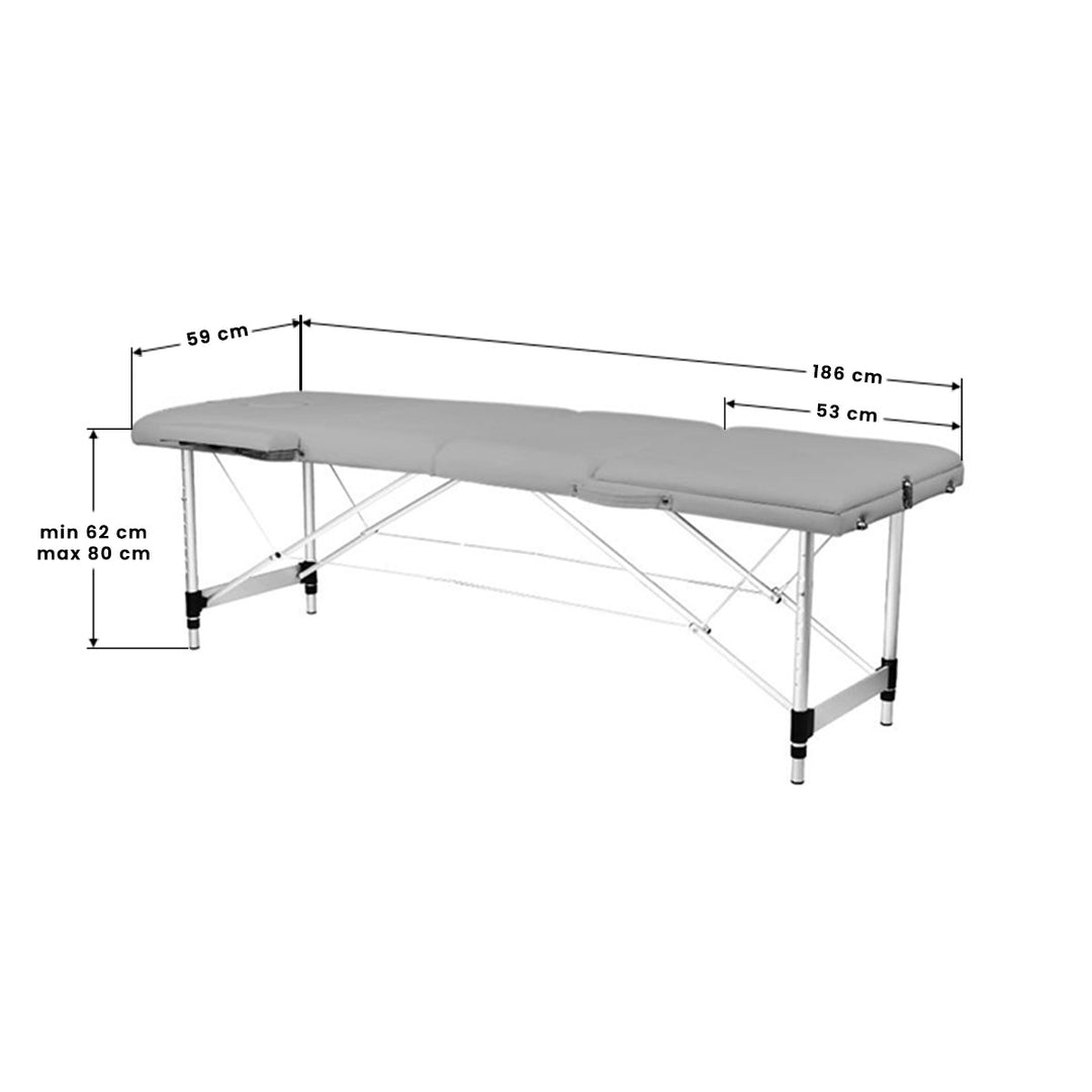 Massageliege Klappbar Aluminium Balance 3 Zonen Grau - Bild 8