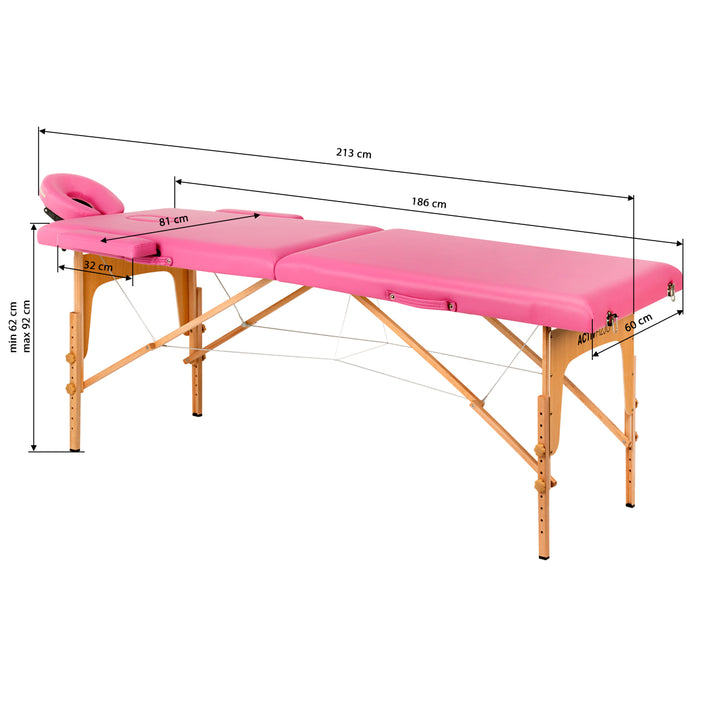 Massageliege Klappbar Komfort Activ Fizjo 2 Zonen Holz Rosa - Bild 17