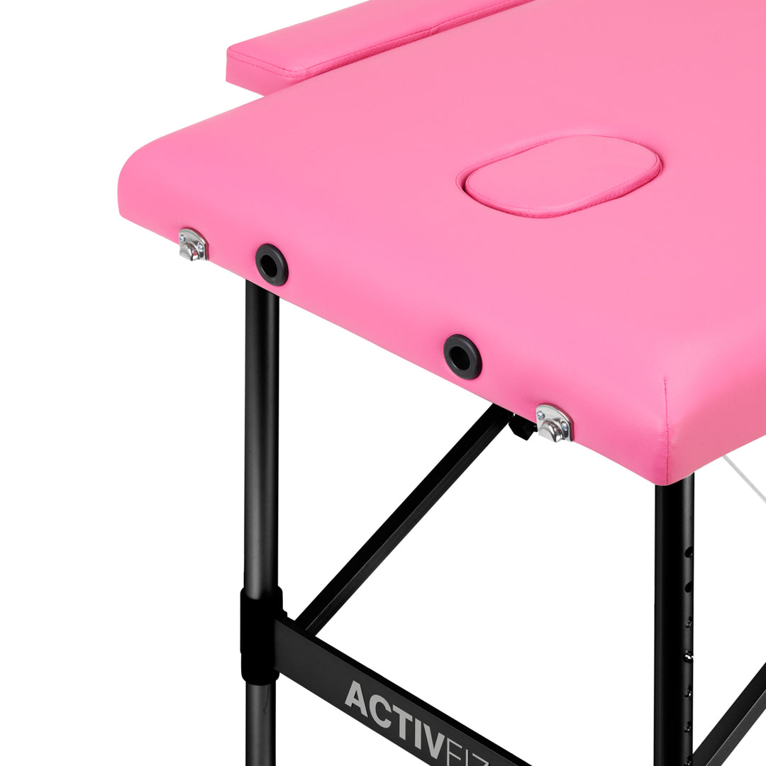 Massageliege Klappbar Komfort Activ Fizjo 2 Zonen Aluminium Rosa-Schwarz - Bild 5