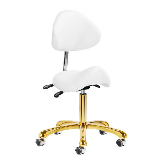 Sattelhocker Höhenverstellbar mit Lehne 1004 Giovanni Gold-Weiß