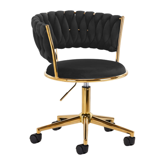 Drehstuhl Höhenverstellbar mit Lehne 4Rico QS-GW01G Samt Schwarz