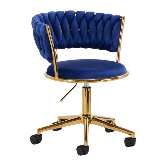Drehstuhl Höhenverstellbar mit Lehne 4Rico QS-GW01G Samt Blau