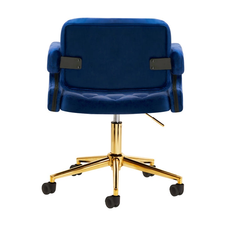 Stuhl Samt Höhenverstellbar mit Lehne 4Rico QS-OF213G Gold-Marineblau - Bild 3