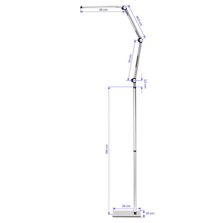 LED-Lampe mit Stativ und einstellbarer Farb- und Lichtintensität Yoga 22W Silber - Bild 11