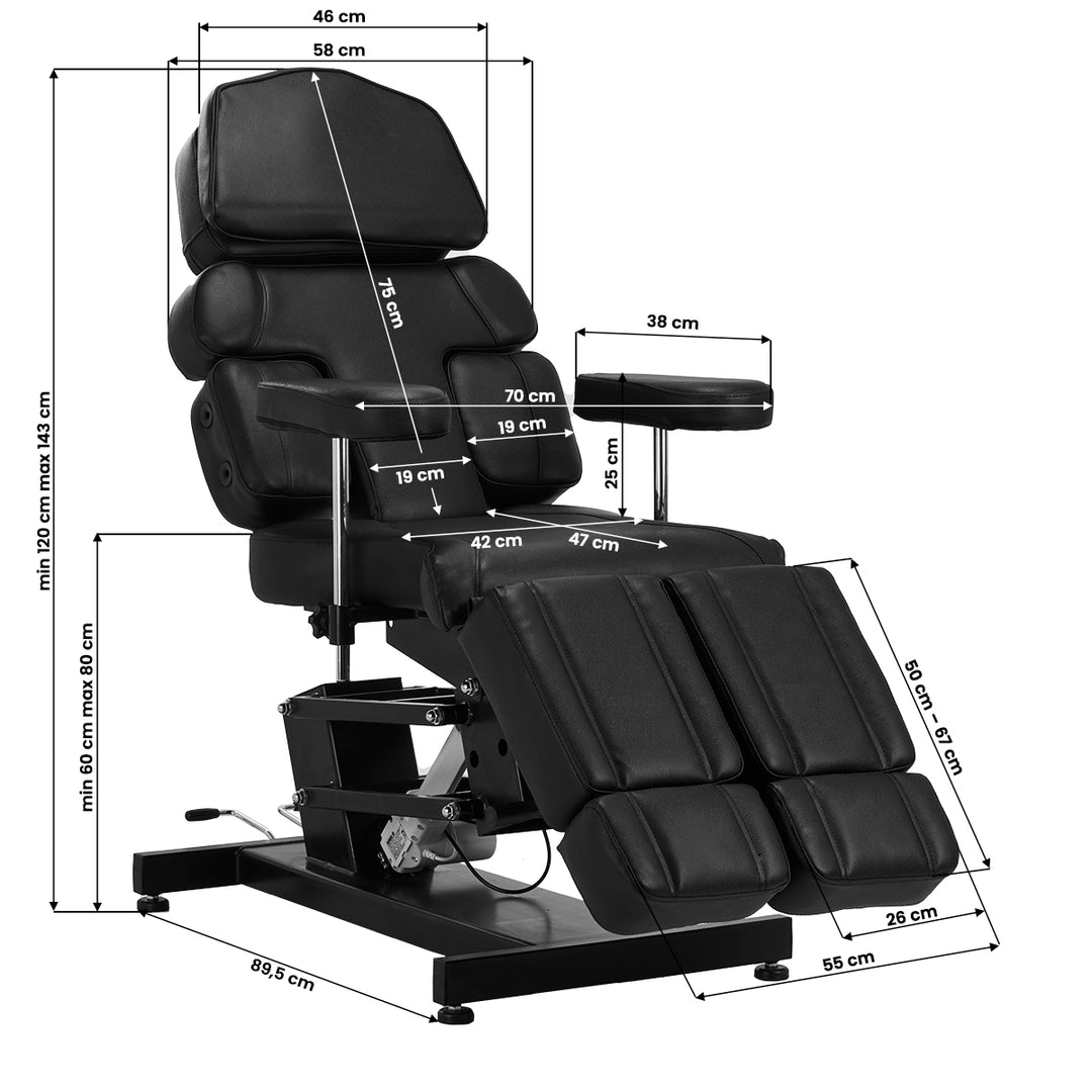 Elektrische Tattooliege Pro Ink 3710 1 Motor Schwarz - Bild 24