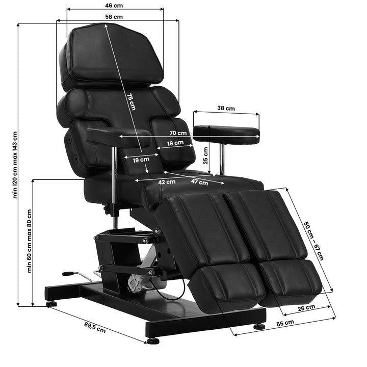 Elektrische Tattooliege Pro Ink 3710 1 Motor Schwarz - Bild 24