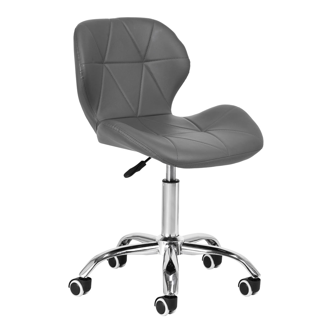 Salonstuhl Höhenverstellbar mit Lehne und Rollen 4Rico QS-06 Grau