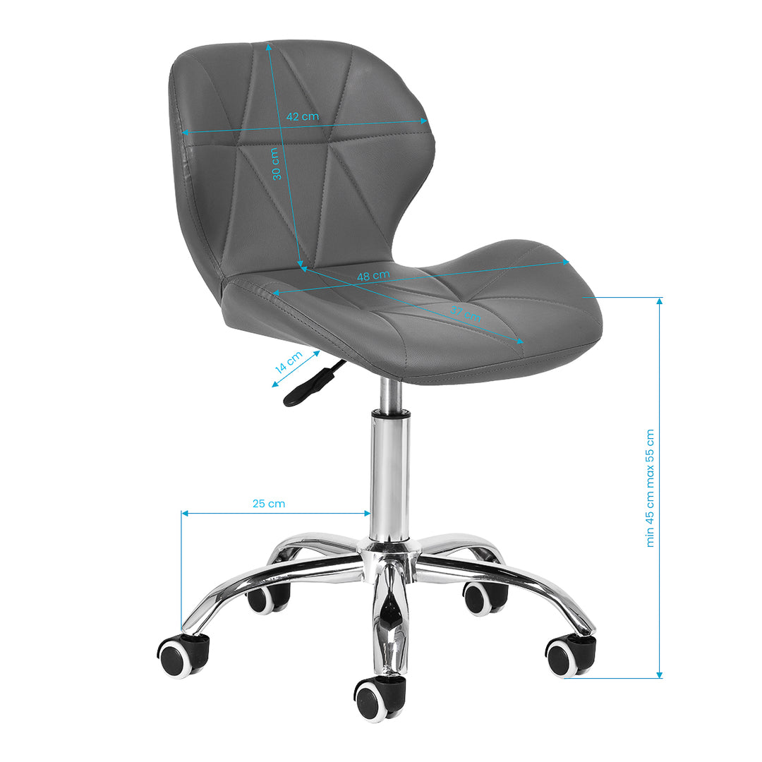 Salonstuhl mit Rollen Verstellbar 4Rico QS-06 Grau