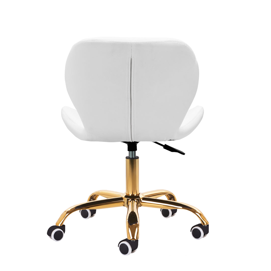 Salonstuhl Höhenverstellbar mit Lehne und Rollen 4Rico QS-06 Gold-Weiß - Bild 4