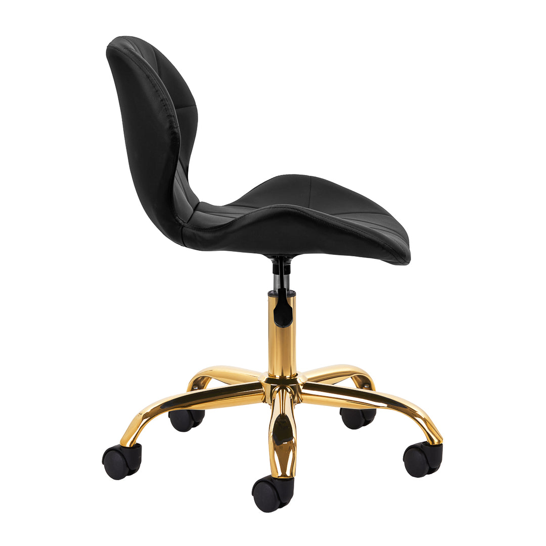 Salonstuhl Höhenverstellbar mit Lehne und Rollen 4Rico QS-06 Gold-Schwarz - Bild 3