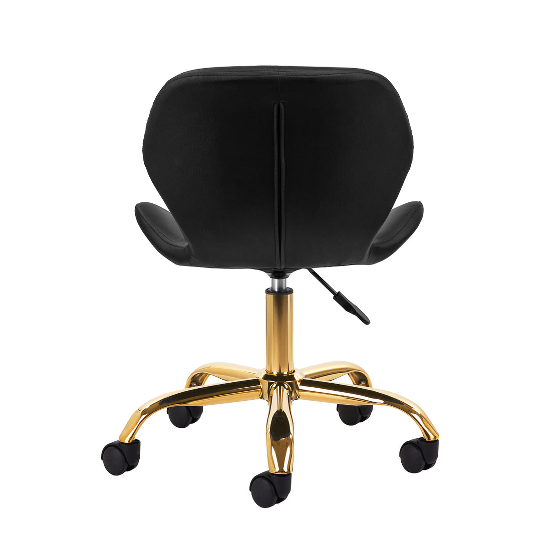 Salonstuhl Höhenverstellbar mit Lehne und Rollen 4Rico QS-06 Gold-Schwarz - Bild 4