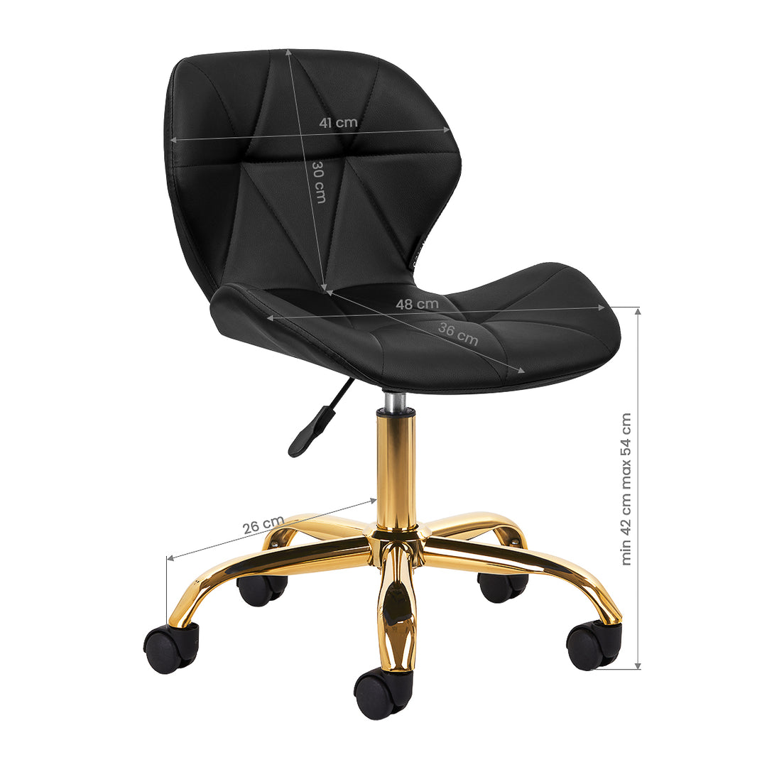 Salonstuhl Höhenverstellbar mit Lehne und Rollen 4Rico QS-06 Gold-Schwarz - Bild 7