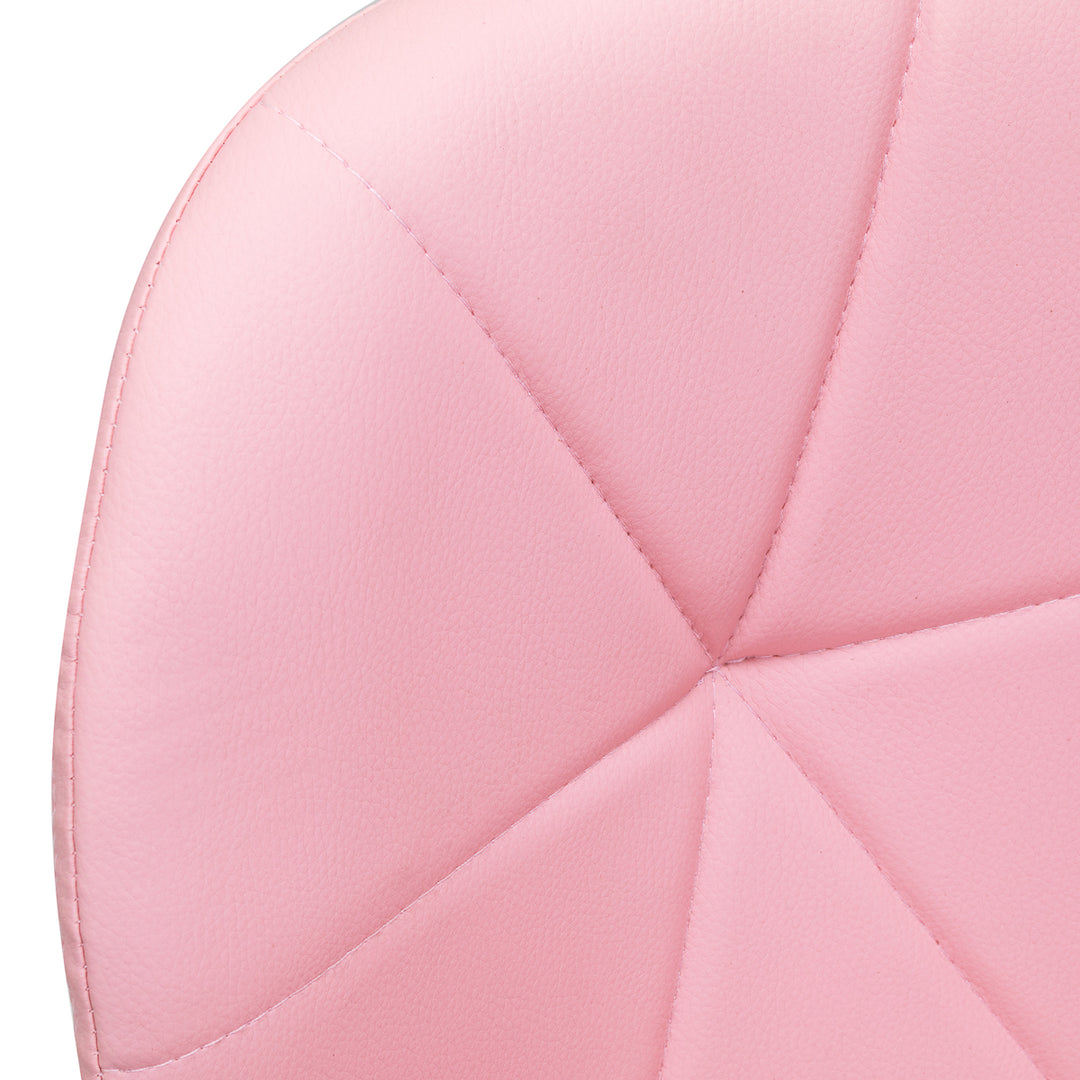 Salonstuhl Höhenverstellbar mit Lehne und Rollen 4Rico QS-06 Gold-Rosa - Bild 5