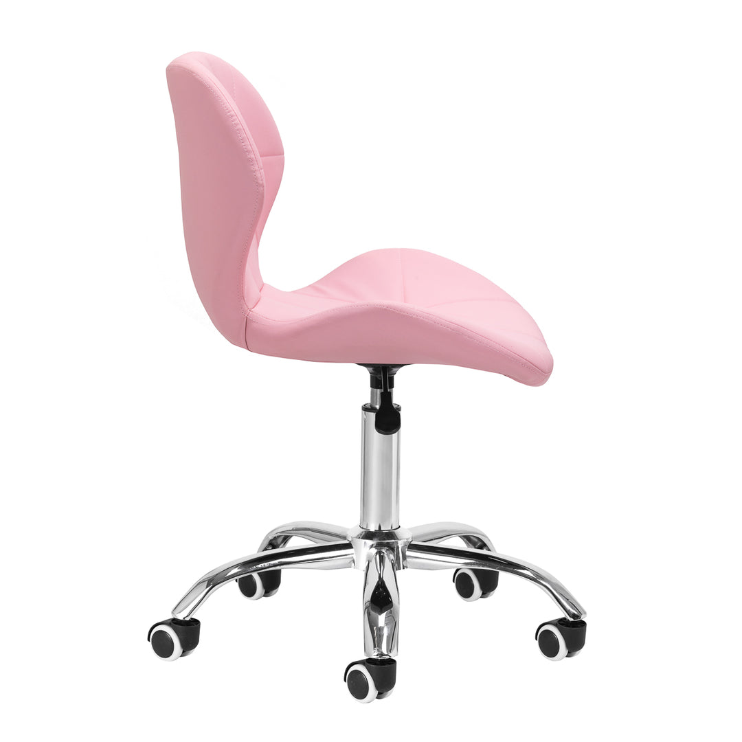 Salonstuhl Höhenverstellbar mit Lehne und Rollen 4Rico QS-06 Rosa - Bild 3