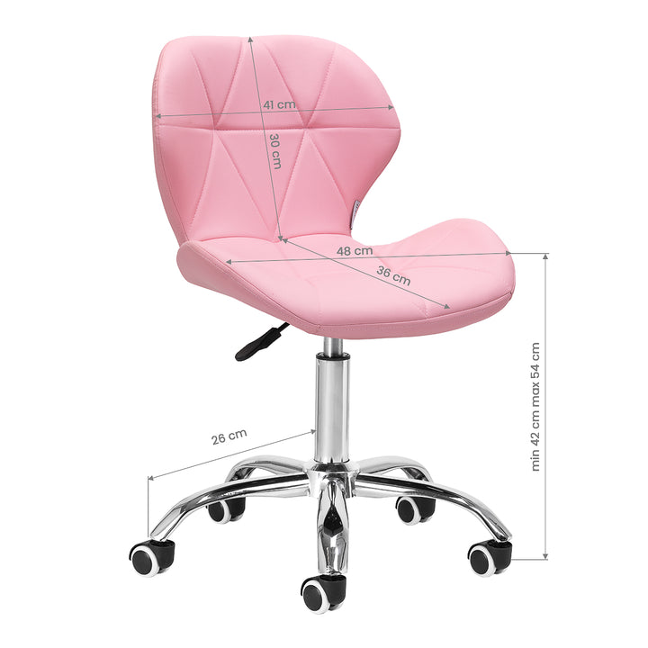 Salonstuhl Höhenverstellbar mit Lehne und Rollen 4Rico QS-06 Rosa - Bild 7