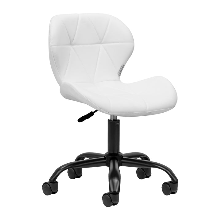 Salonstuhl Höhenverstellbar mit Lehne und Rollen 4Rico QS-06 Schwarz-Weiß