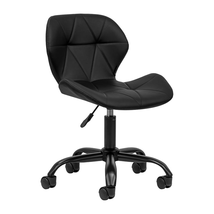 Salonstuhl Höhenverstellbar mit Lehne und Rollen 4Rico QS-06 Schwarz-Schwarz