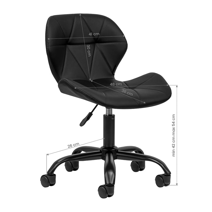 Salonstuhl Höhenverstellbar mit Lehne und Rollen 4Rico QS-06 Schwarz-Schwarz - Bild 7