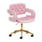 Stuhl Höhenverstellbar mit Lehne Samt 4Rico QS-OF213G Gold-Rosa