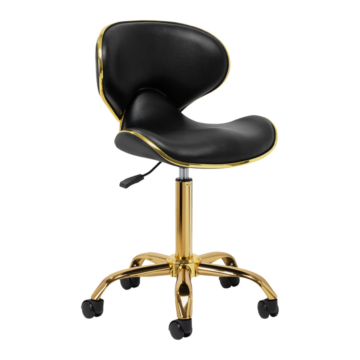 Salonstuhl Höhenverstellbar mit Lehne und Rollen Gabbiano Q-4599G Gold-Schwarz