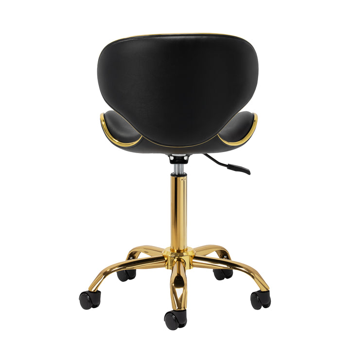 Salonstuhl Höhenverstellbar mit Lehne und Rollen Gabbiano Q-4599G Gold-Schwarz - Bild 4