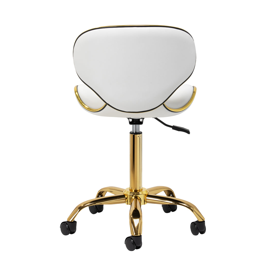 Salonstuhl Höhenverstellbar mit Lehne und Rollen Gabbiano Q-4599G Gold-Weiß - Bild 4