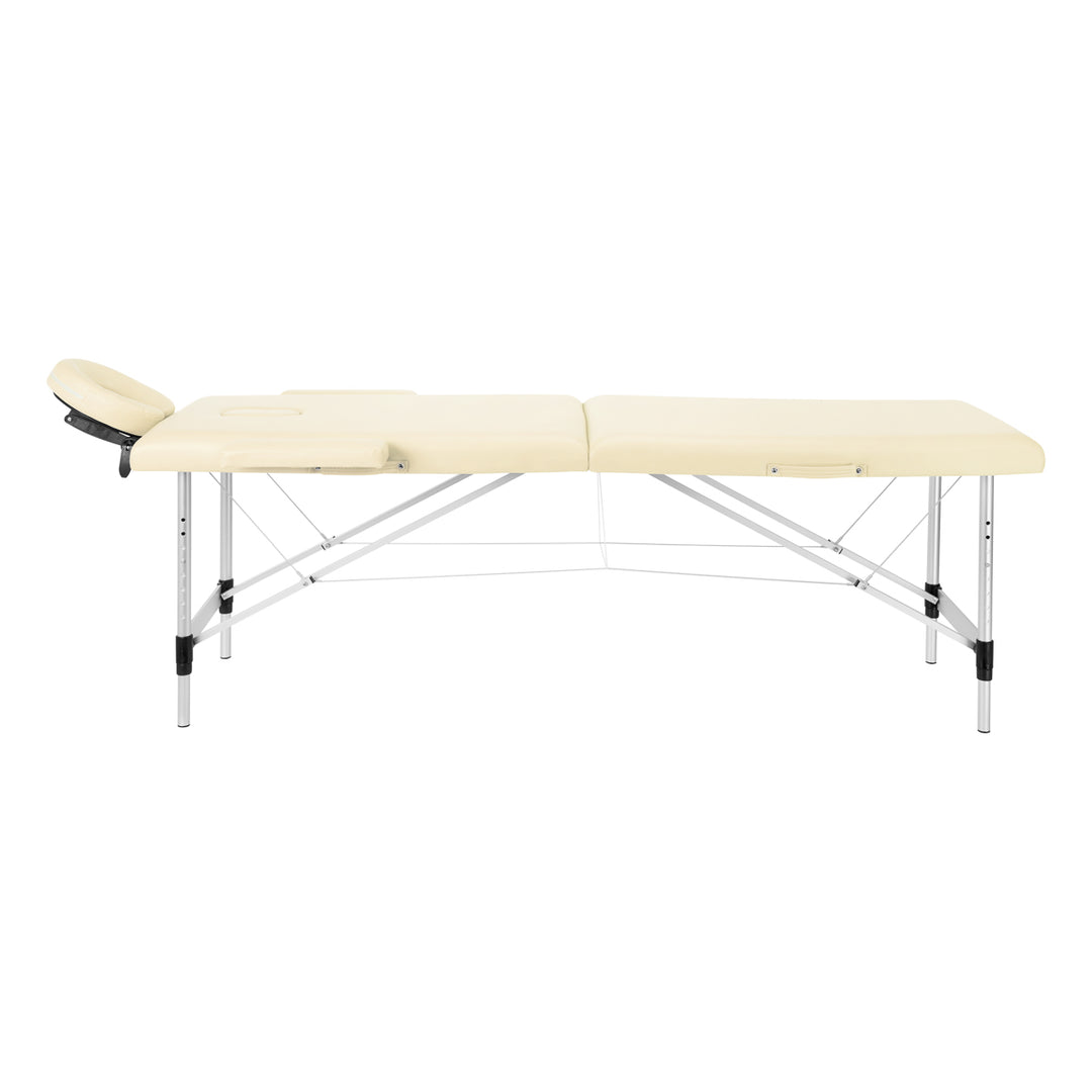 Massageliege Klappbar Aluminium Balance 2 Zonen Creme - Bild 2