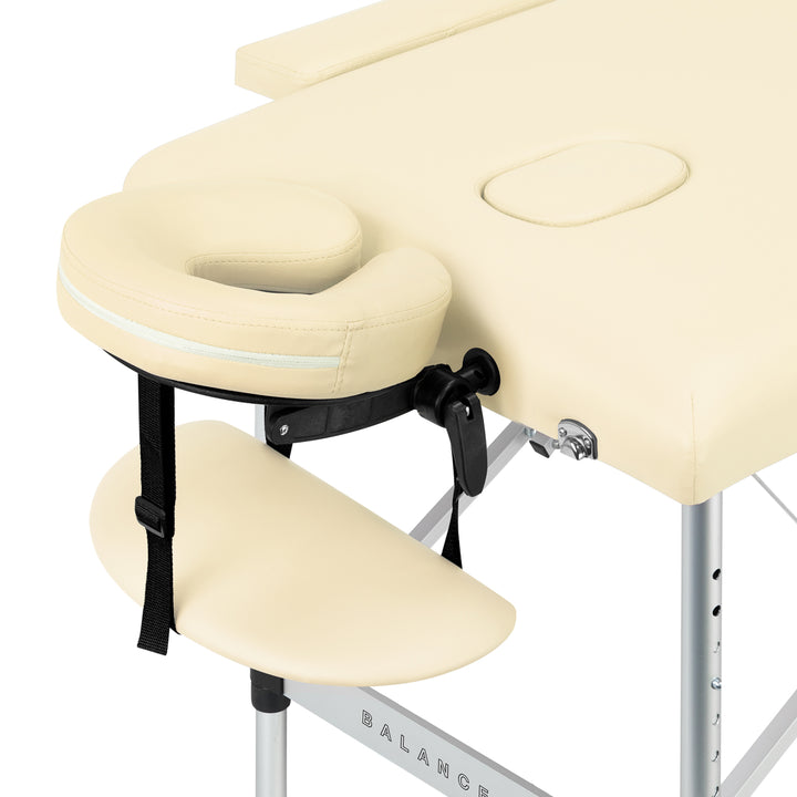 Massageliege Klappbar Aluminium Balance 2 Zonen Creme - Bild 3