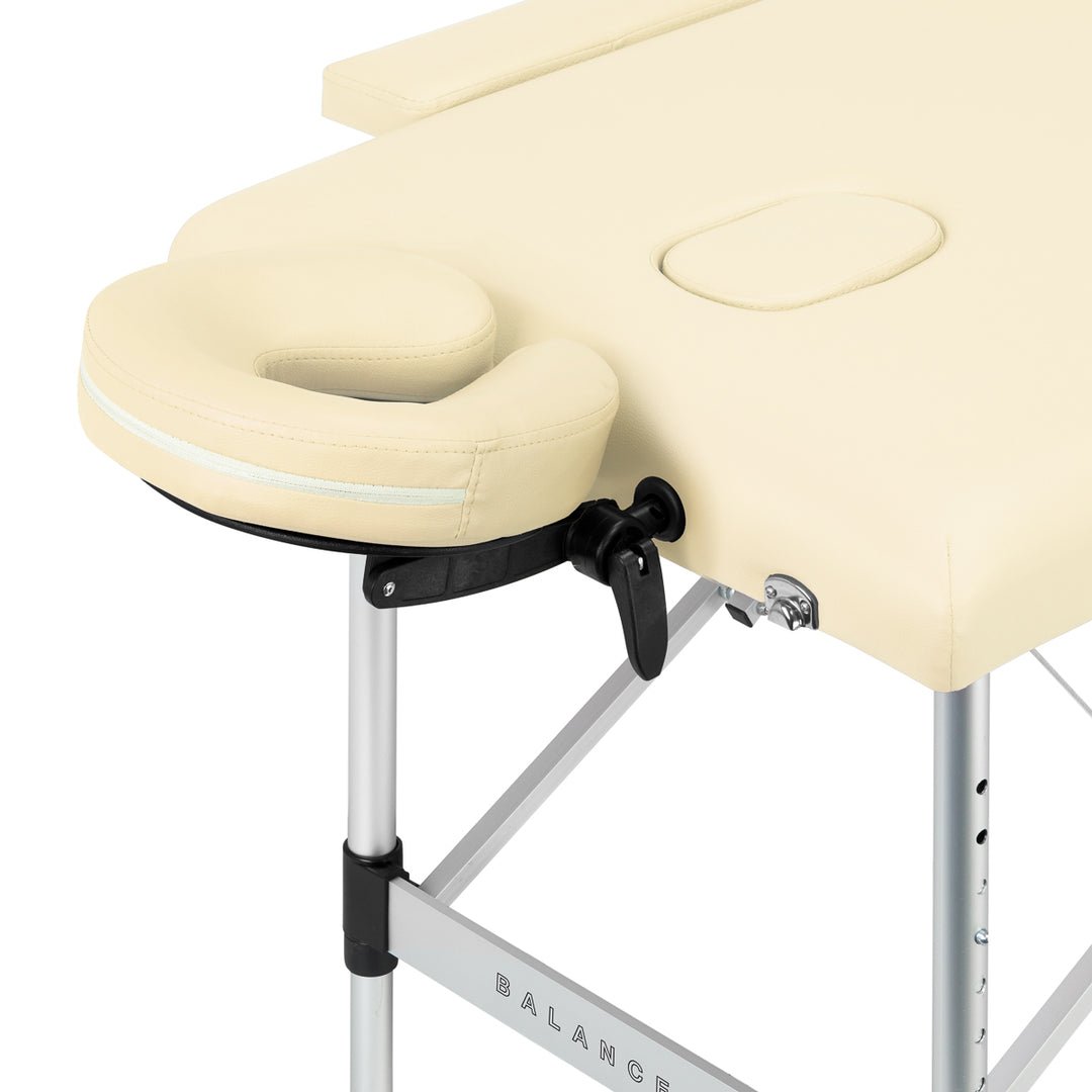Massageliege Klappbar Aluminium Balance 2 Zonen Creme - Bild 4