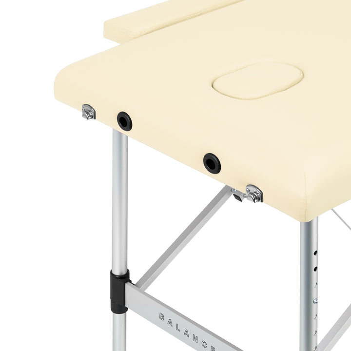 Massageliege Klappbar Aluminium Balance 2 Zonen Creme - Bild 5