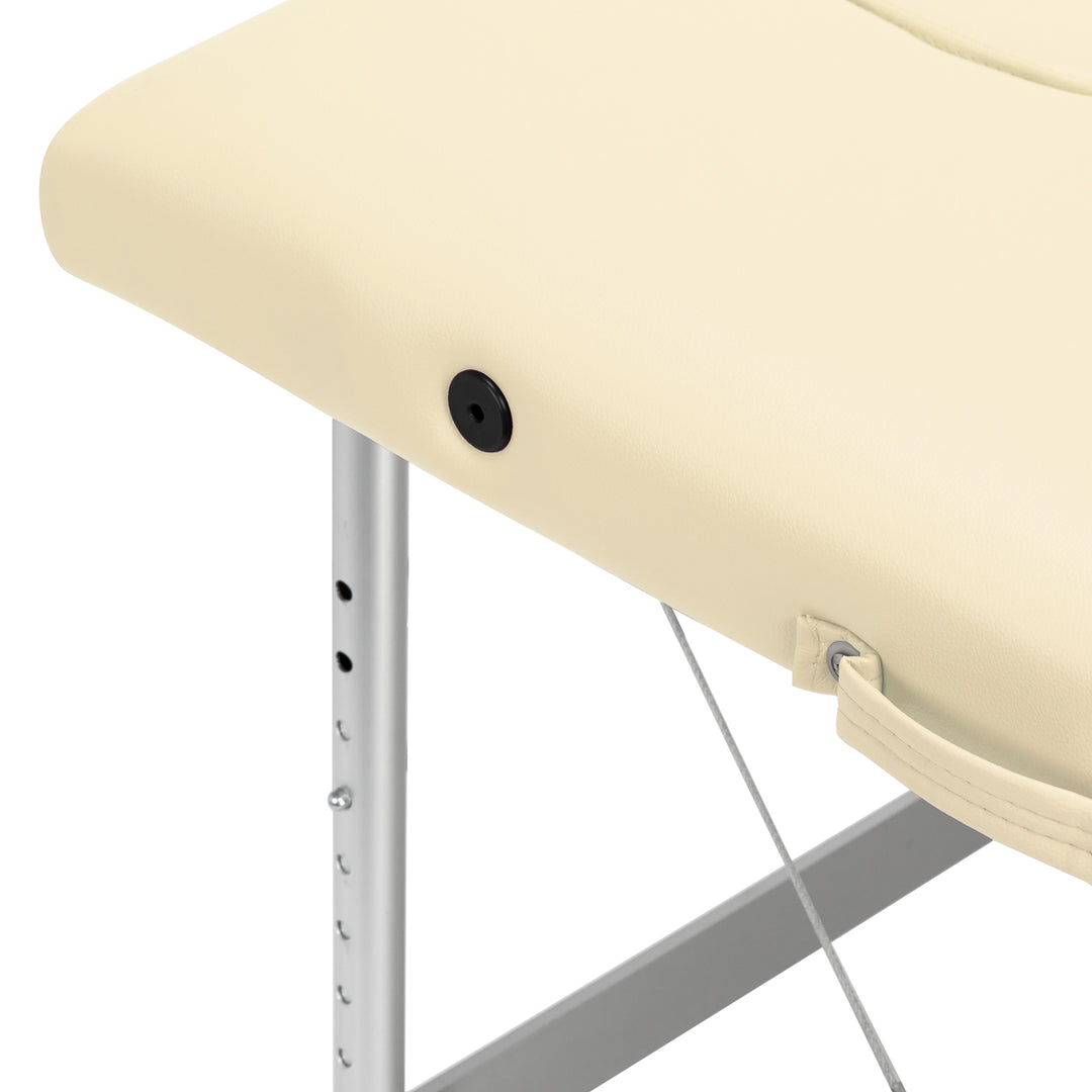 Massageliege Klappbar Aluminium Balance 2 Zonen Creme - Bild 7
